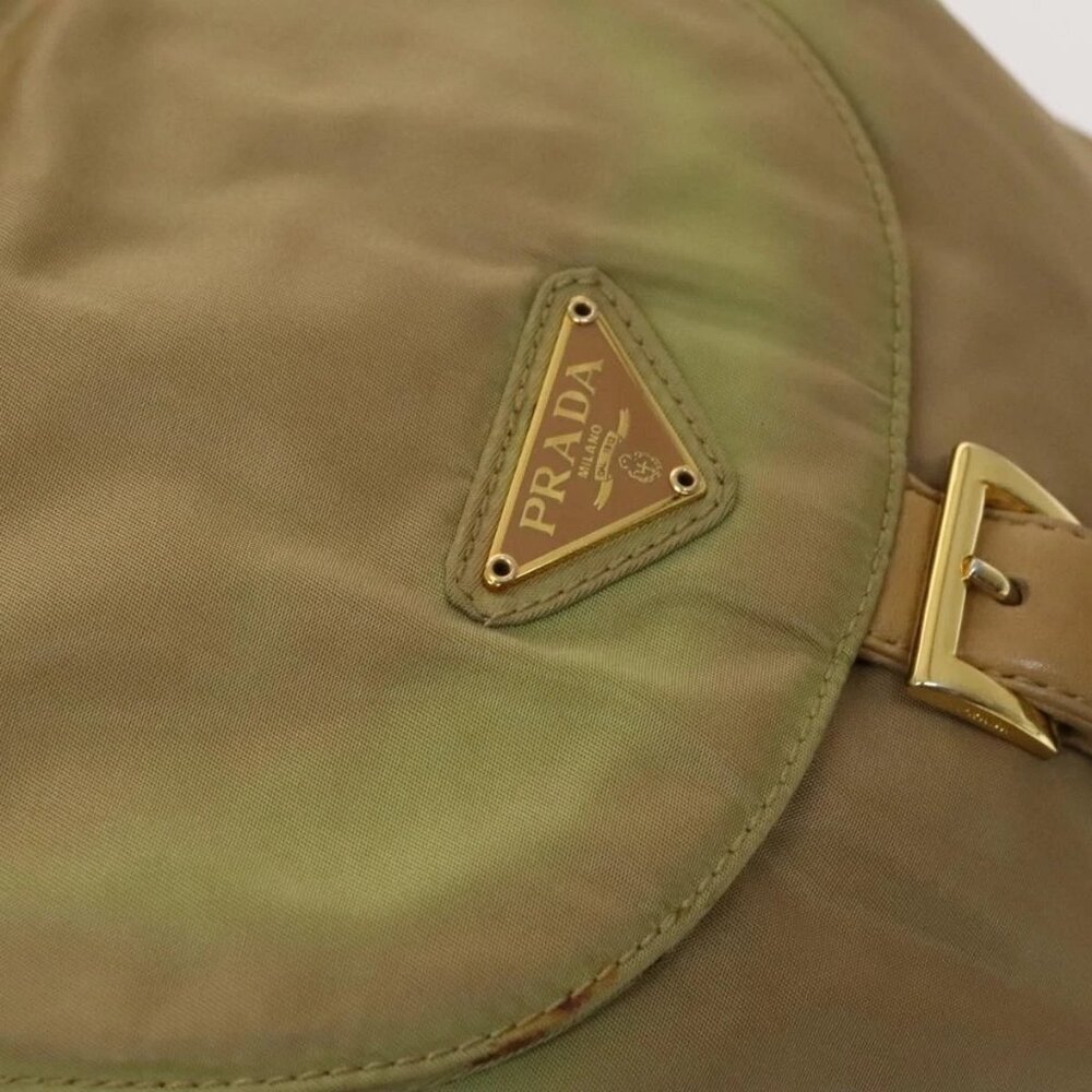 PRADA Chain Backpack Nylon Khaki Gold Auth - Picture 13 of 16
